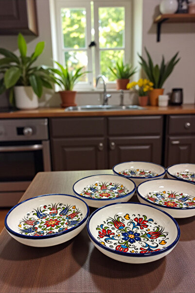 Salizera 6 Adet Çini Motifli Seramik 13 Cm Kahvaltılık Çerezlik Hediyelik Kase Takımı