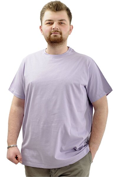 ModeXL Men's T-Shirt - Crew Neck, Lilac, Plus Size, Mode XL 20031