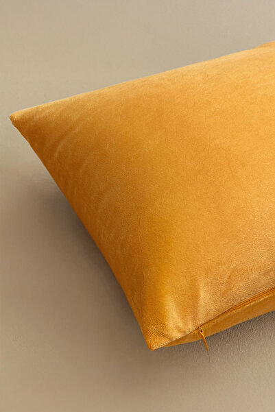 ASDİVA Malcolm Velvet Decorative Throw Pillow Cover – Yellow | With Zipper | 40X40 / 45X45 / 50X50 / 60X60