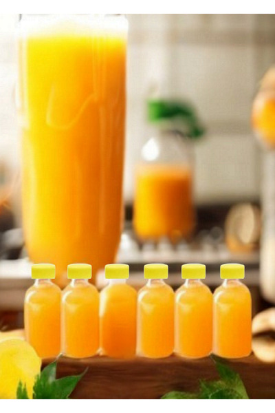 junibeliw 5Pcs 100ml Shot Ginger Bottle Glass Bottle Yellow Cap Cologne Fragrance Ornament Small Glass Bottle 5X100Ml