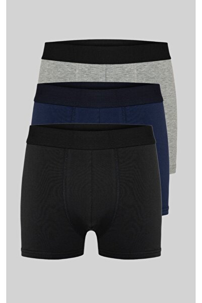 COMBİNE MİCHAİL Мъжки боксерки от памук и ликра, 3 броя, сиво-тъмносиньо-черни