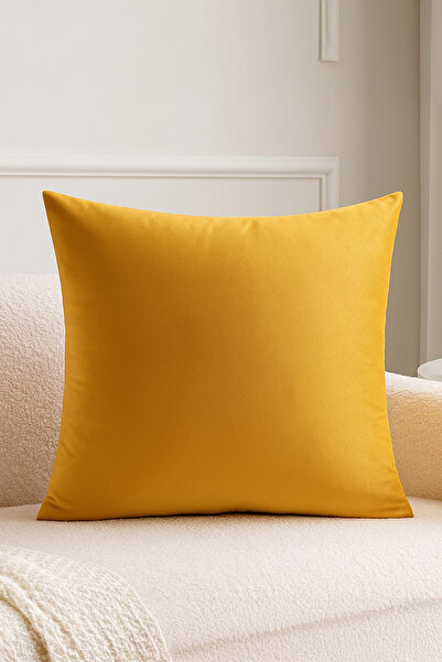 ASDİVA Malcolm Velvet Decorative Throw Pillow Cover – Yellow | With Zipper | 40X40 / 45X45 / 50X50 / 60X60