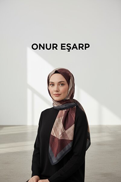 Onur وشاح تويل بطباعة رقمية بنمط جديد (بوردوكريم)
