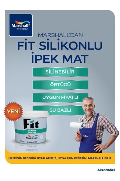 Marshall Fit Silikonlu Ipek Mat Silinebilir Iç Cephe Duvar Boyası Renk; Kum Bejı 3.5 Kg