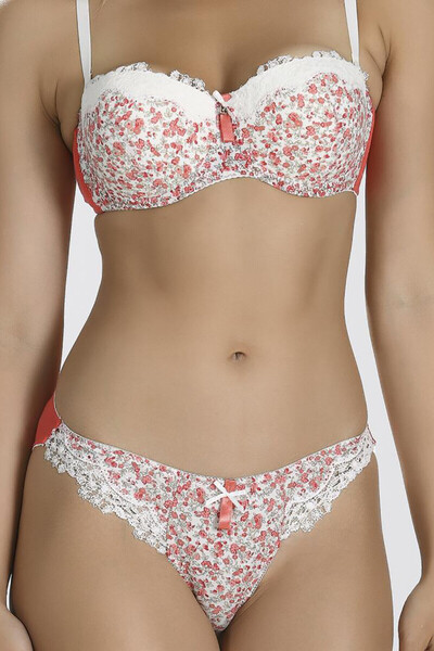 NBB Σετ γυναικείο σουτιέν με λουλούδια ρόδι με κορδόνια και εσώρουχα