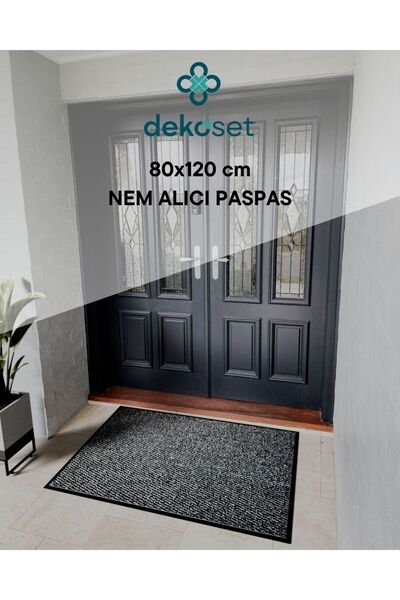 DEKOSET 80 X 120 cm Gray Doormat (Door Front Moisture Absorbing Mat)