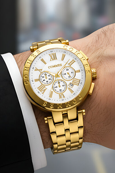 COMMES Men's Wristwatch Functions Active Gold Color Steel Cord Sdcms033