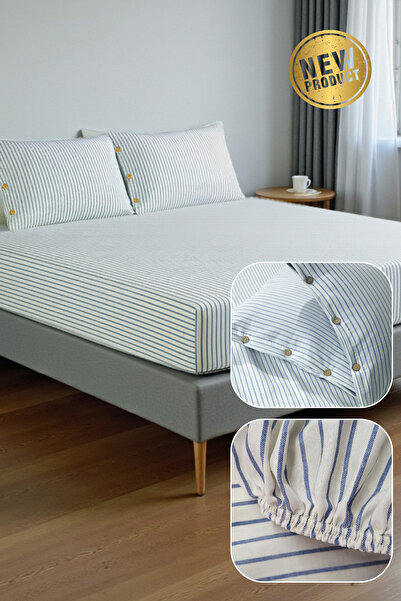 Cottonest Двоспальний комплект простирадл з гумкою, з ґудзиками | Весільний н...