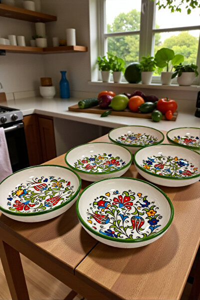 Salizera 6 Adet Çini Motifli Seramik 13 Cm Kahvaltılık Çerezlik Hediyelik Kase Takımı