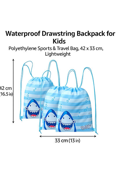 Generic 2PCS Blue Waterproof Drawstring Gym Bags – PE String Bags for Kids, Boys & Girls