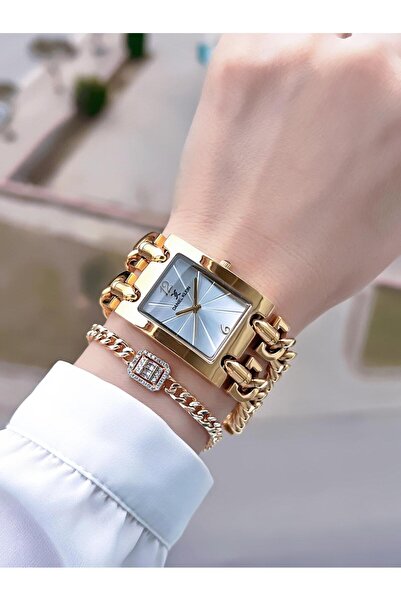 Daniel Klein ساعة يد نسائية من الفولاذ بسلسلة مزدوجة طراز Efsane مع ضمان لمدة عامين ومقاومة للماء حتى 3 ضغط جوي