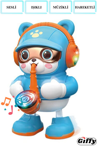 welcomein Oyuncak Sesli Işıklı Müzikli Saksafonlu Dans Eden Sevimli Ayı Robot...