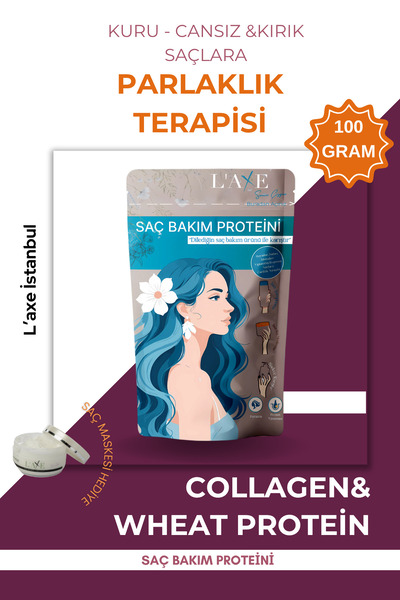 Professional Laxe İstanbul Kuru-Cansız Saçlara Parlaklık Terapisi | Saç Bakım Proteini | 100 Gram