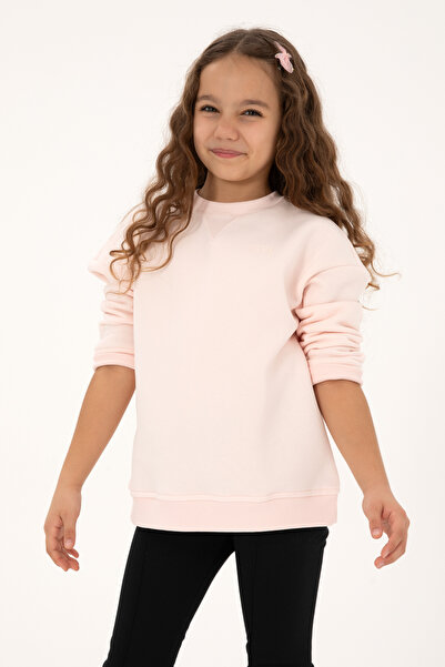 U.S. Polo Assn. Fată roz deschis cu căptușeală din fleece guler rotund basic ...