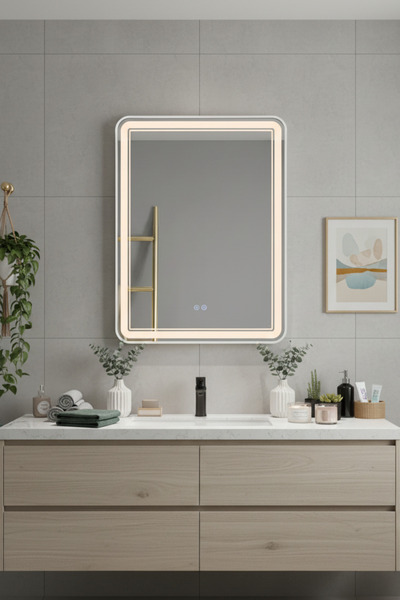 Avend HD Akıllı Ayna Buhar Tutmaz 3 Renk Led Beyaz Çerçeveli HD Banyo Ofis Du...