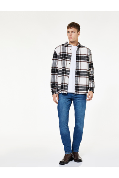 Koton Βαμβακερό τζιν παντελόνι με κανονική μέση λεπτή εφαρμογή - Brad Jean