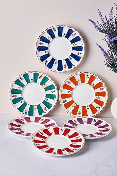 Perotti STD Balat طقم أطباق شاي بورسلين مكون من 6 قطع و6 ألوان Acem