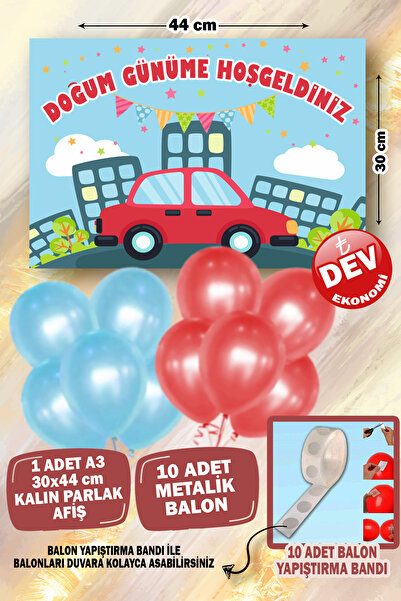 karanca parti süs Kırmızı Araba Temalı Doğum Günü 1 Yaş Süsleme Seti Konsepti...