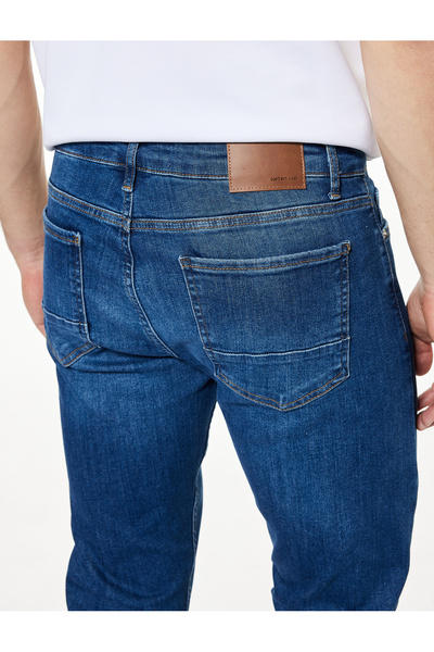 Koton Βαμβακερό τζιν παντελόνι με κανονική μέση λεπτή εφαρμογή - Brad Jean