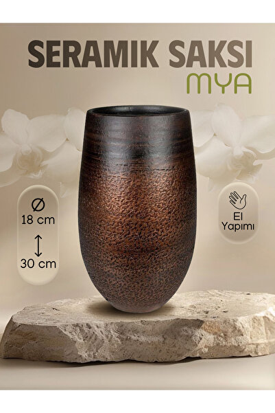 Ter Steege Mya Parlak Kahverengi Seramik Saksı 18*30cm