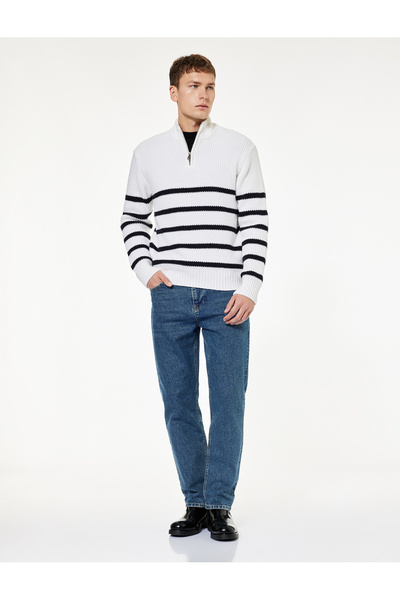 Koton Κανονική μέση βαμβακερή τσέπη Vintage Straight Fit Jean παντελόνι