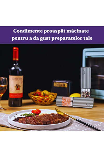 OEM Electric Salt/Pepper Grinder Set, 5 Grinding Settings, USB-C Charging, LED Light