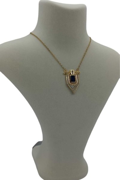 CC Design Sapphire Stone Shield Necklace