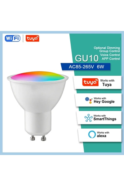OEM Bec LED RGB+CCT inteligent, TUYA, Wi-Fi, Compatibil Alexa/Google Assistant, GU10, 6W, 480 lm, Clasa