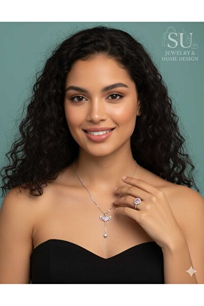 JUPİTER HOME Çelik Oynar Başlı Pembe Kalp Kolye Ve Yüzük 14 Şubat Sevgililer ...