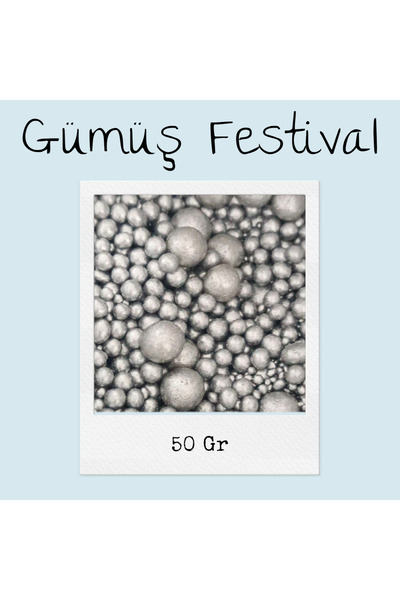 hediyehobihersey Gümüş Festival Boncuk Şeker 50Gr Yumuşak Yenilebilir