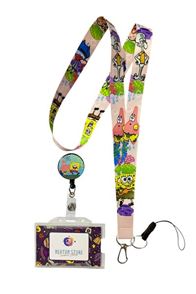 neptünstore Set de 3 burete Bob și Patrick pentru gât și frânghie pentru curea telefonului + suport pentru card pentru guler Yoyo