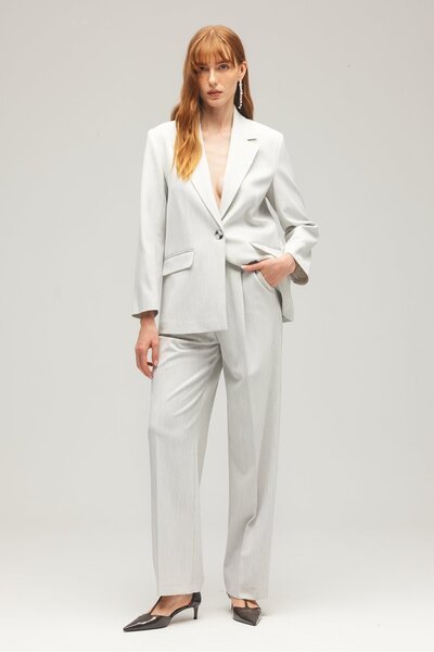 Saade Jachetă blazer țesută cu un singur nasture pentru femei supradimensionat