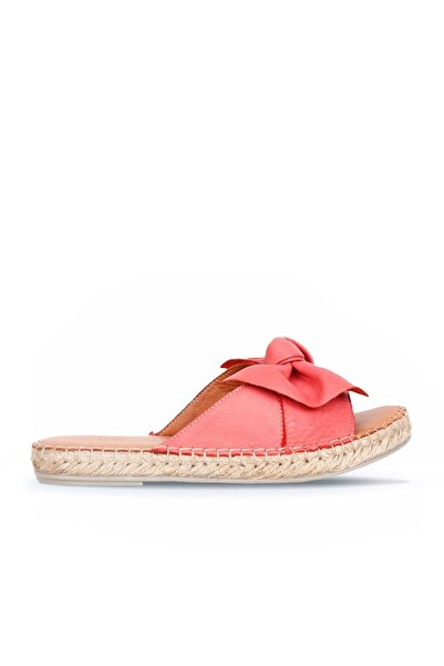 Bueno Shoes Γυναικείες παντόφλες Espadrille από δέρμα κοραλλιών - 01wl4605