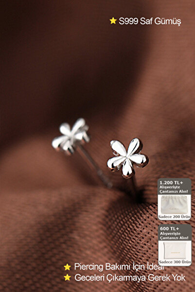 Shylyn 999 Ayar Gümüş Piercing Bakım Çiçek Küpe