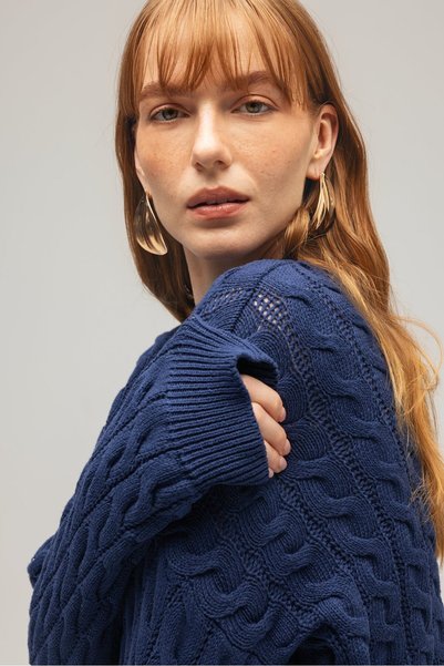Saade Pulover tricotat crop cu detaliu împletit pentru femei