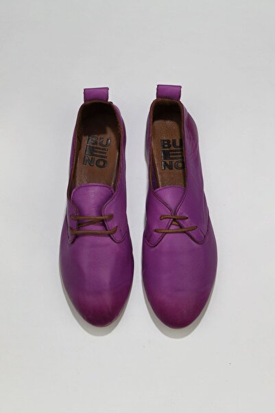 Bueno Shoes Λιλά Δερμάτινες Γυναικείες Flat Μπαλαρίνες 01wj2123