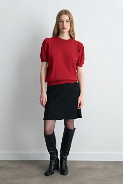 Gusto Balloon Sleeve Knit Blouse - Red