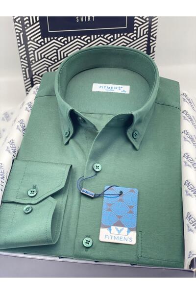 Fitmens Classic Long Sleeve Cotton Collared Buttoned Gift Boxed Easy-Iron Men's Shirt Fs-003897 - Dark