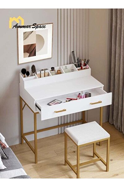 Ammar Space Modern Multifunctional Bedroom Dressing Table Bedroom Bedside Vanity Table with Drawer Storage