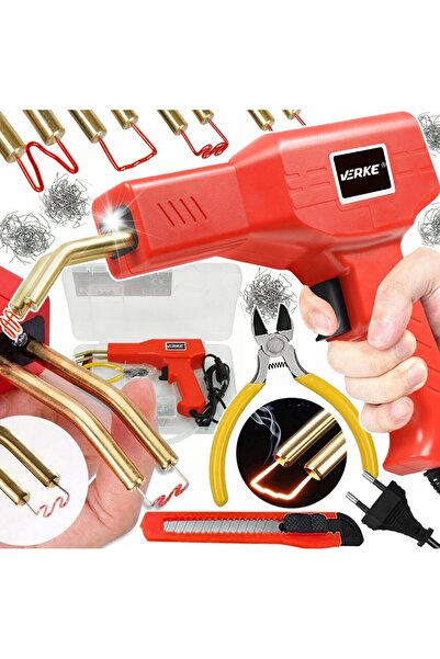 VERKE Pistol pentru lipit si sudat plastic, putere 100 W, cu 200 de capse inc...