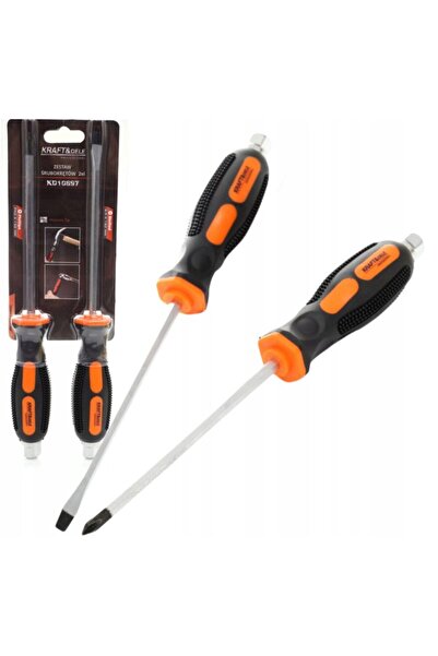 Kraft Set of 2 mechanical screwdrivers, cross and straight, PH2x150 mm,