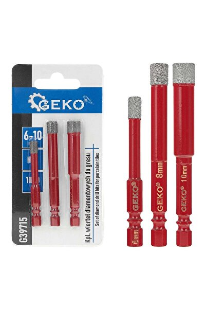 GEKO SET DE 3 BURGHIE DIAMANTATE PENTRU PLACI CERAMICE GRESIE FAIANTA, 6-10MM