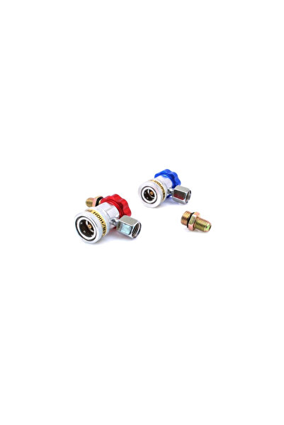 SATRA Set of 2 couplings, for air conditioning systems, R134A, 90° service connectors