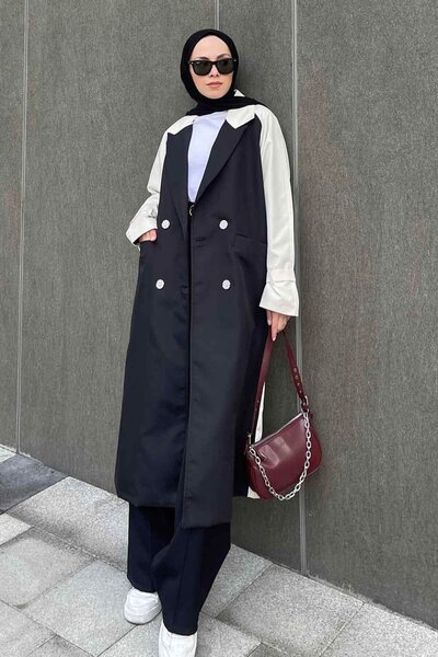 lamelif Retrica Καμπαρντίνα δύο χρωμάτων εκρού