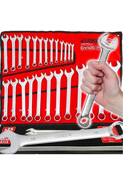 VERKE Combination wrench set, 6-32 mm, 25 pieces, chrome-vanadium,