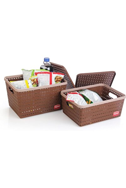 Nayasa طقم سلال تخزين بلاستيكية متعددة الأغراض من غلوريا، قطعتان (متوسطة وكبي...