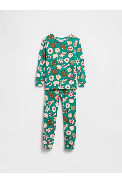 GAP Bebek Turkuaz %100 Organik Pamuk Holiday Pijama Takımı