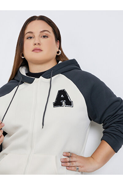 Styli Plus Size Color Block Oversized Hoodie