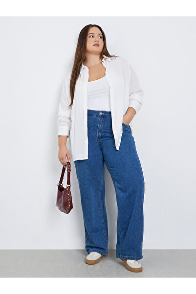 Styli Plus Size White Long Sleeve Shirt