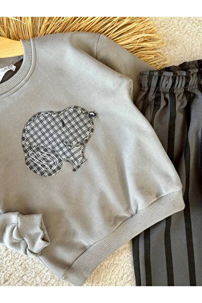 kidsense Snopy Character Patterned Back Printed Striped 3-Thread Children's Suit